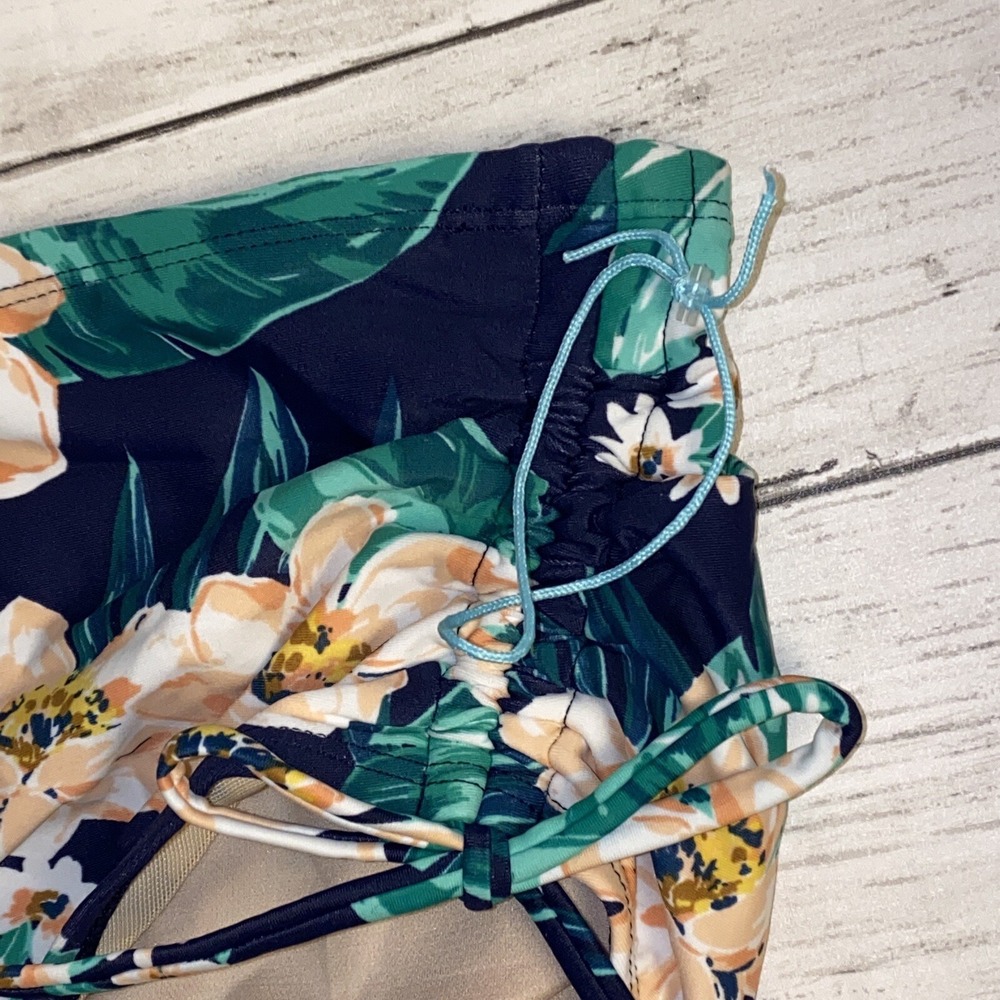 Kona Sol Bikini Bottom Womens 16W 18W Navy Floral High Waist Swim Cheeky Plus - Picture 2 of 7